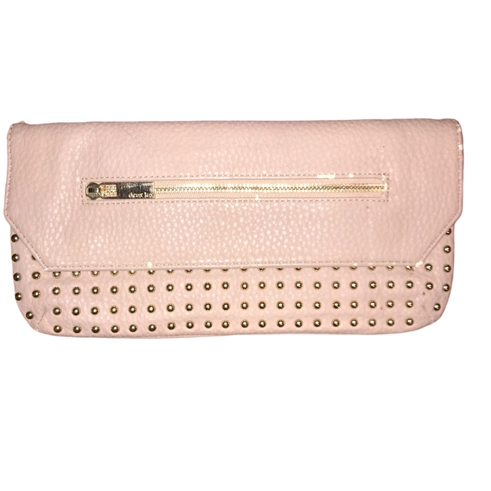 Deux Lux Pink Leather Studded Clutch